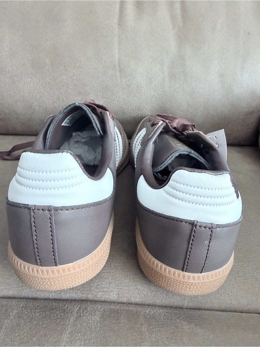 adidas Low-Top Brown Sneakers with White Stripes - Picture 2 of 5